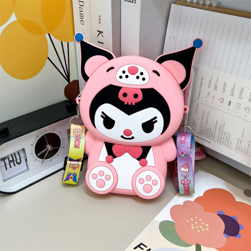 Children's Cute Clow Silicone Heart Cell Storage Children's Coin Purse