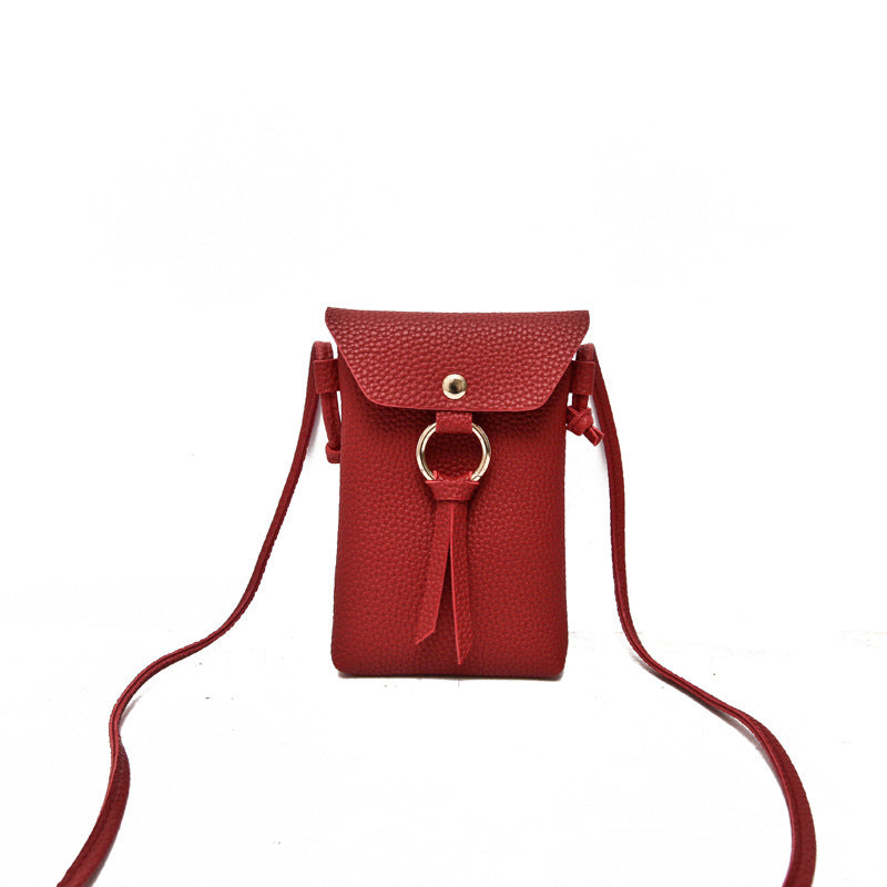 Fashion Single Versatile Lychee Pattern Pendant Shoulder Bags