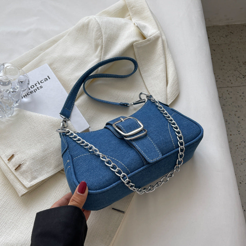 Women's Denim Underarm Fashionable Design Canvas Crossbody Bags