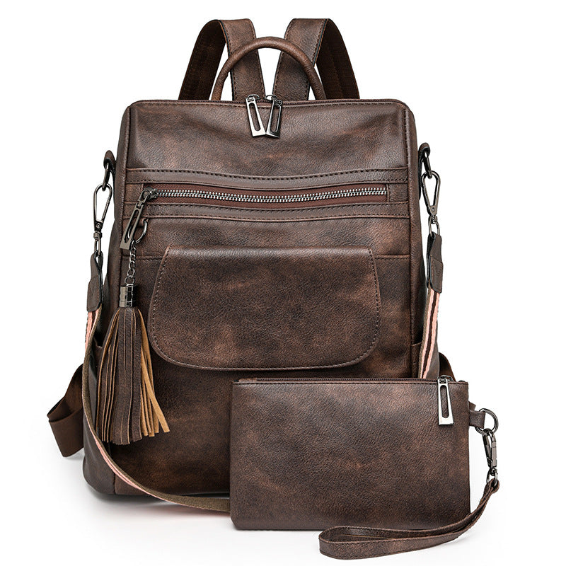 Women's Winter Vintage Leopard Print Fashion Large Backpacks