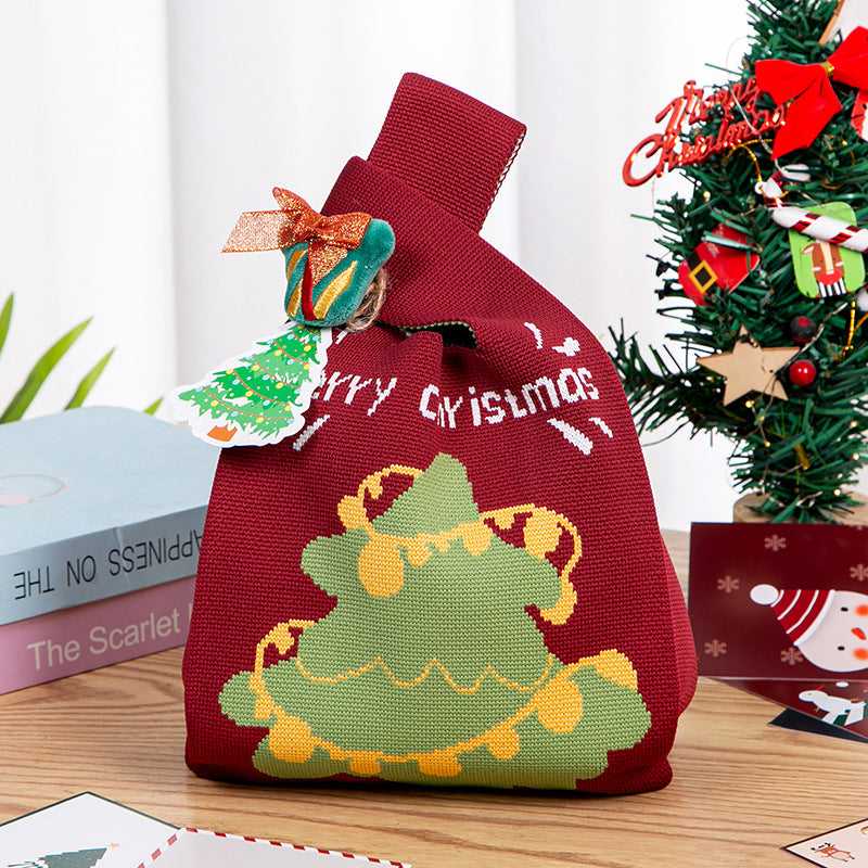 Children's Christmas Gift Apple Candy Eve Knitted Bags