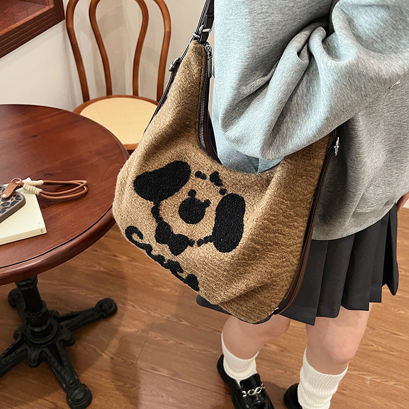 Design Cute Puppy Female Winter Fashion Shoulder Bags