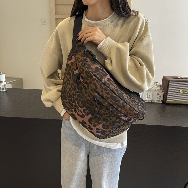 Women's Niche Leopard Print Underarm Dumpling Crossbody Bags
