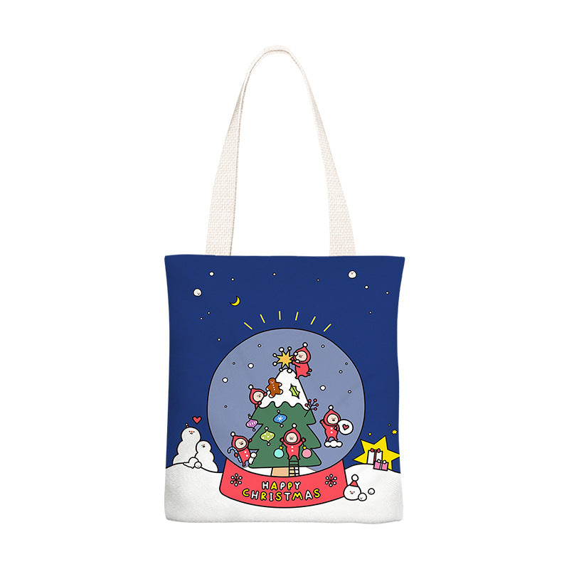 Little Christmas Fresh Canvas Female Simple Shoulder Bags