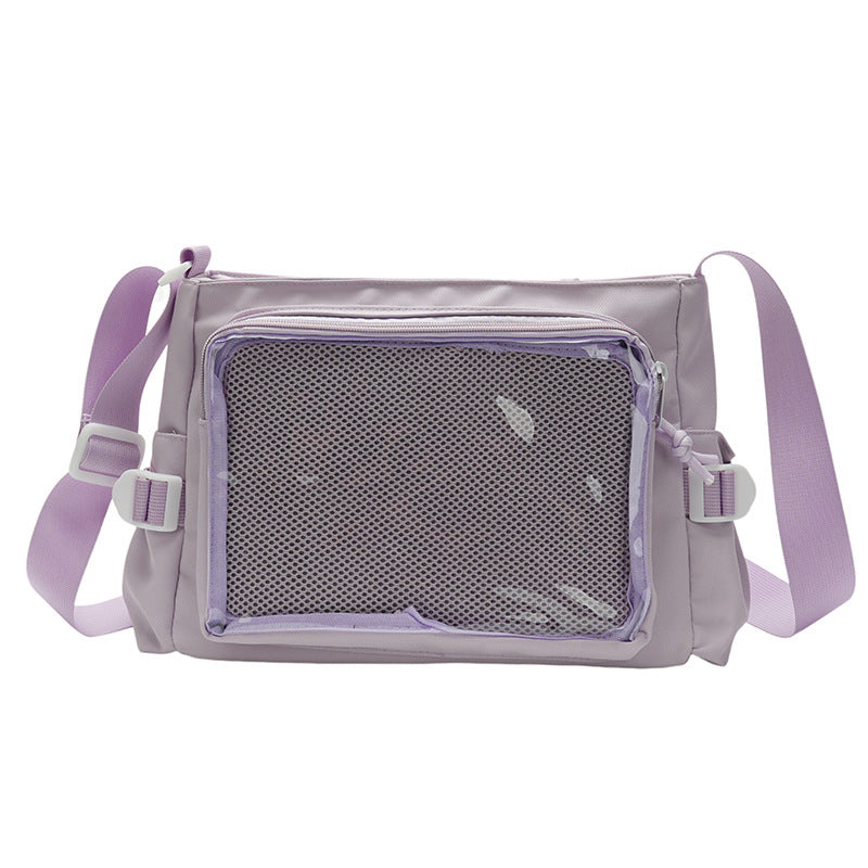 Women's Style Transparent Canvas Campus Cartoon Snacks Crossbody Bags