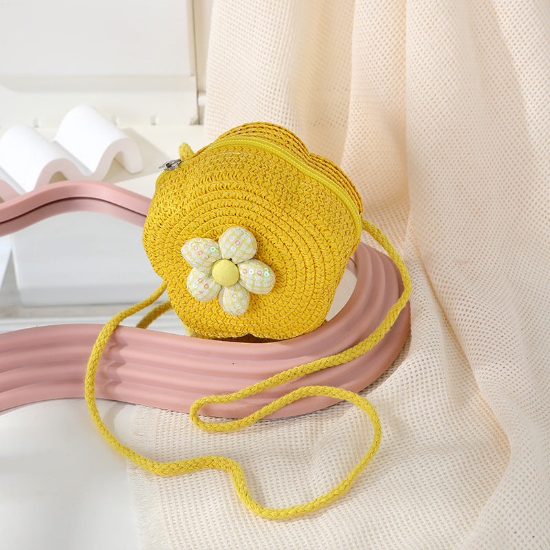 Women's Woven Seaside Flower Beach Summer Mini Children's Coin Purse