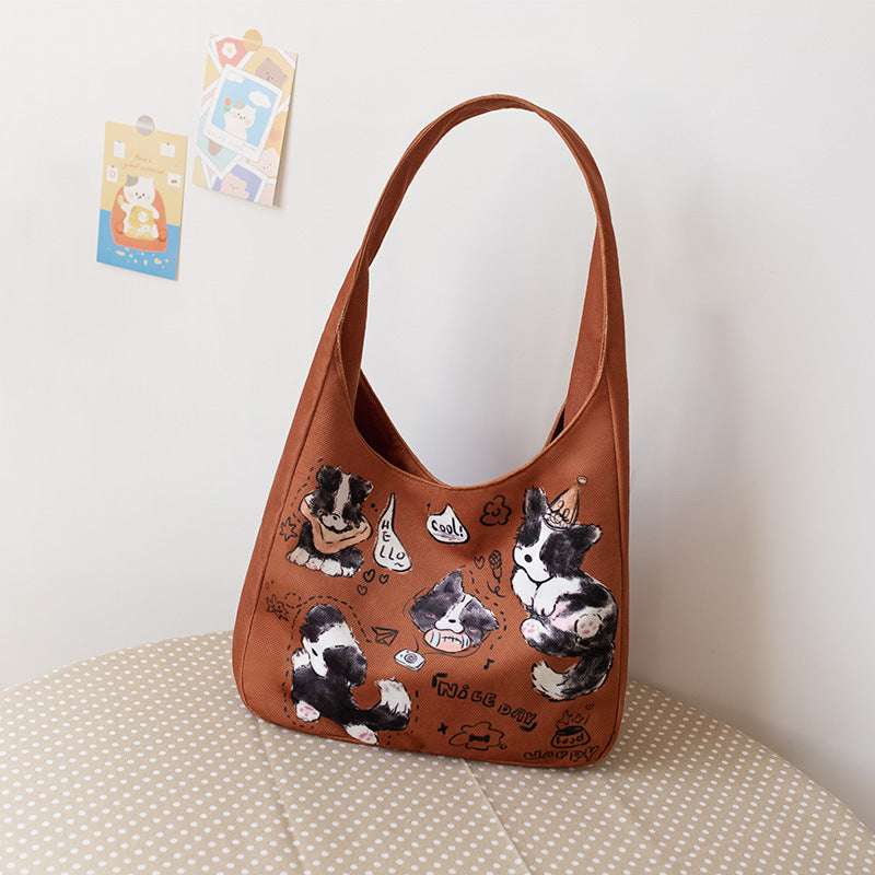 Women's Large Capacity Cute Cartoon Cloth Lightweight Shoulder Bags