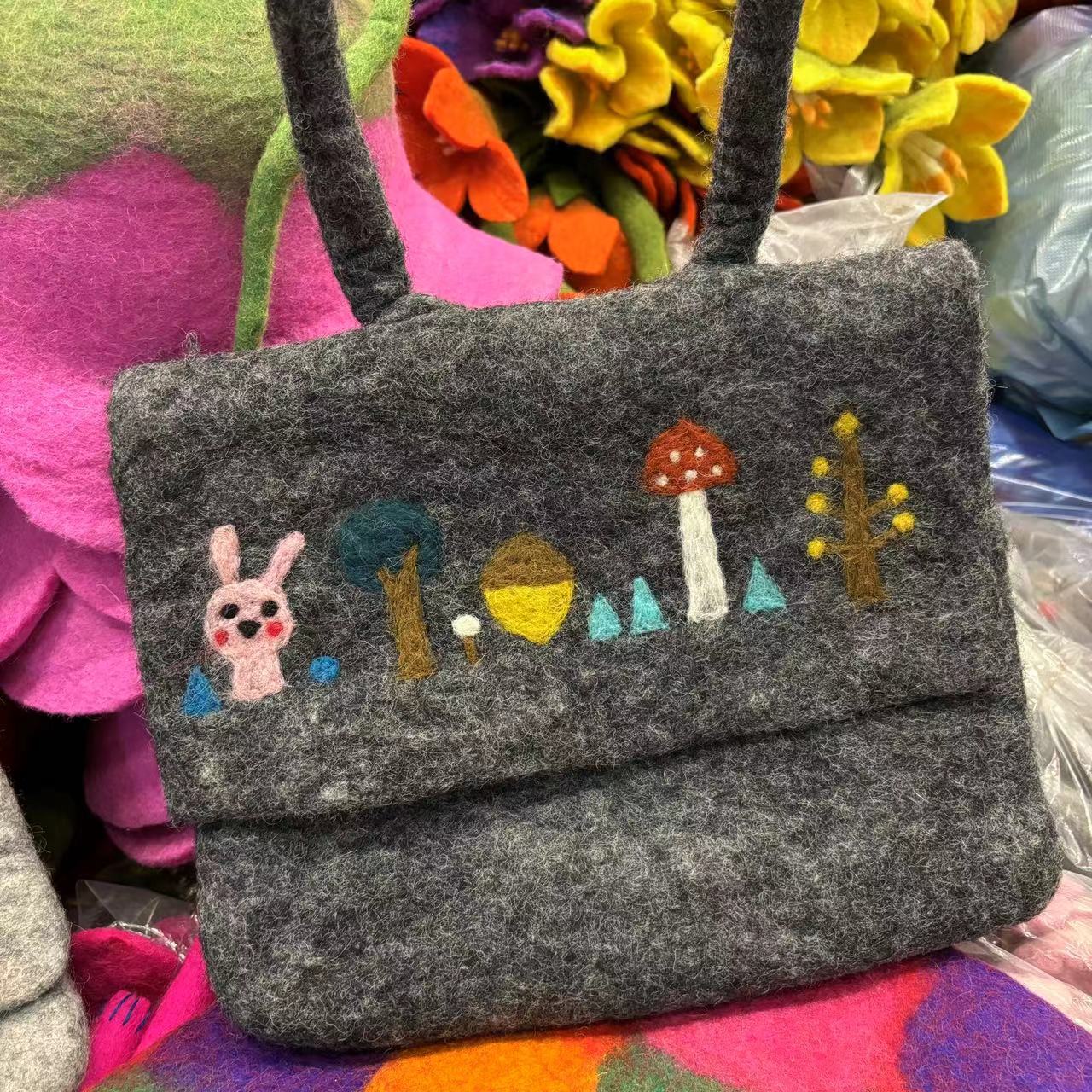 Wool Felt Cute Bunny Flower Flip Ladies Wallets