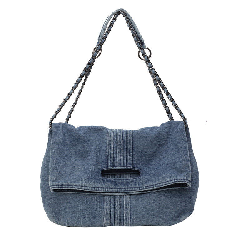 Women's Retro Style Denim Chain One Commuter Handbags