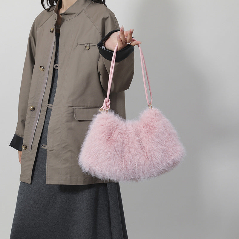 Women's Fur Fashion Underarm High-grade Portable Large Shoulder Bags