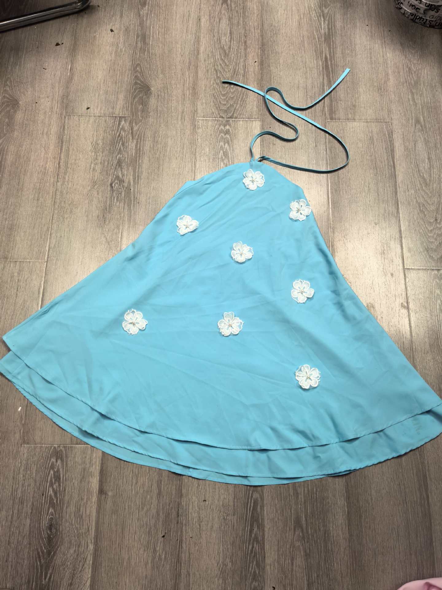 Women's Lux Pink Three-dimensional Flower Satin Sleeveless Sling Dress
