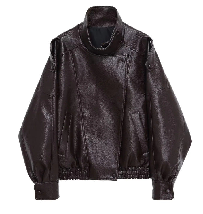 Women's Fashion Personality Locomotive Style Imitation Leather Jackets