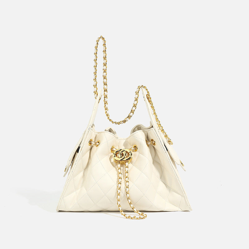 Style Drawstring Diamond Chain Large Capacity Bags