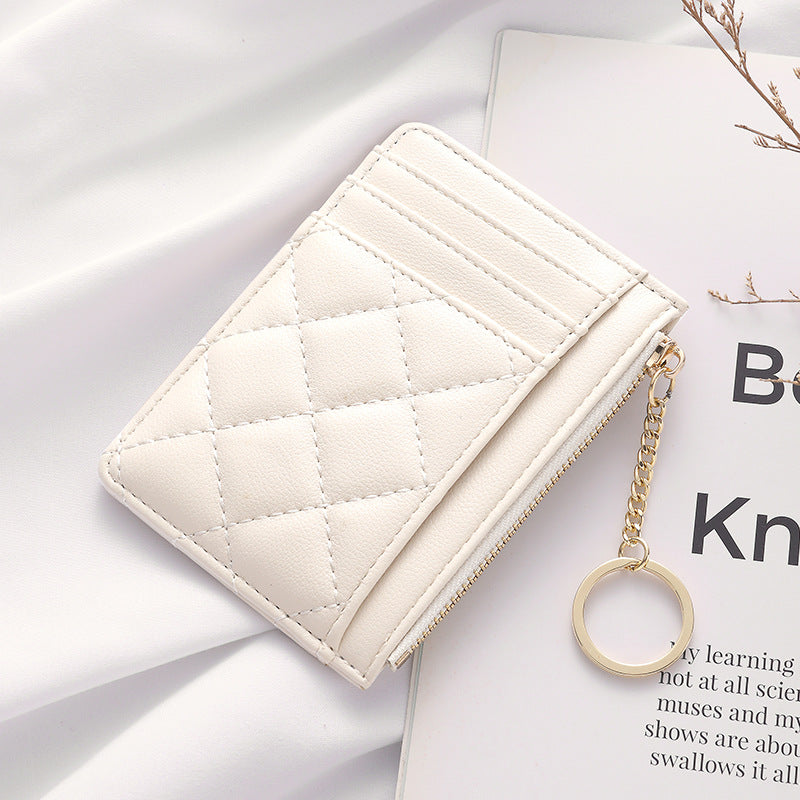 Korean Simple Rhombus Creative Chain Zipper Portable Multiple Ladies Wallets