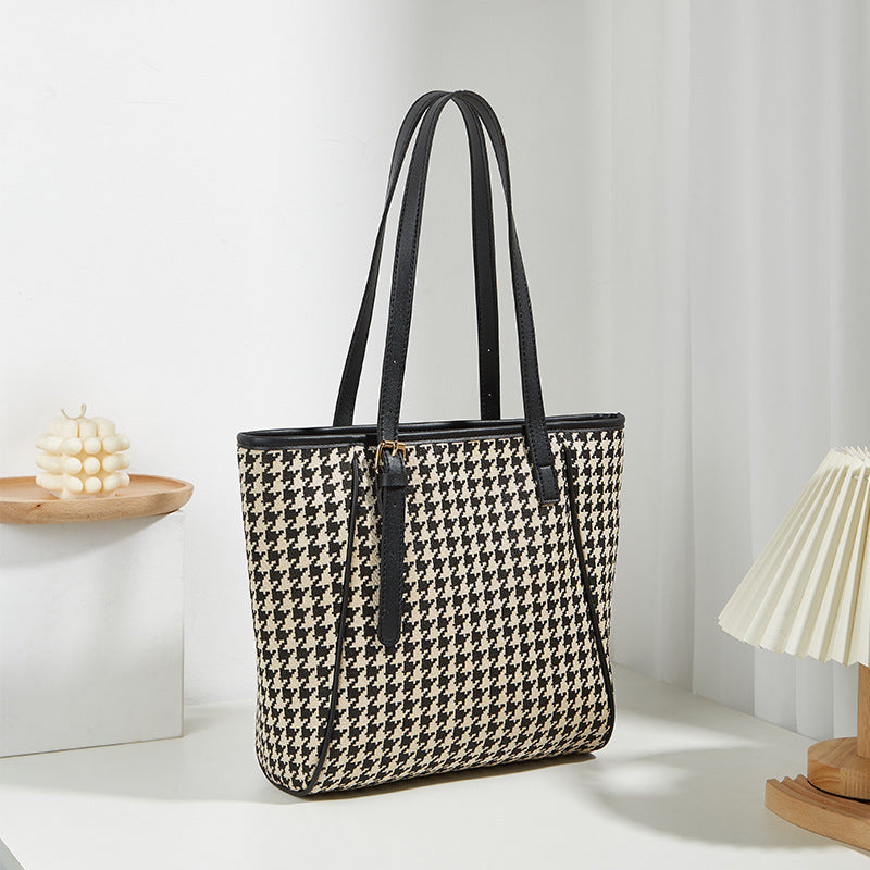 Women's Trendy Printed Versatile Canvas Contrast Color Tote Bags