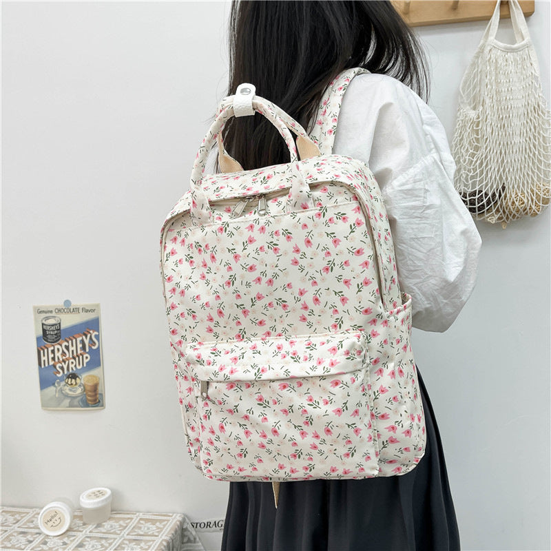 Female Style Fresh Literature Art Flower Backpacks