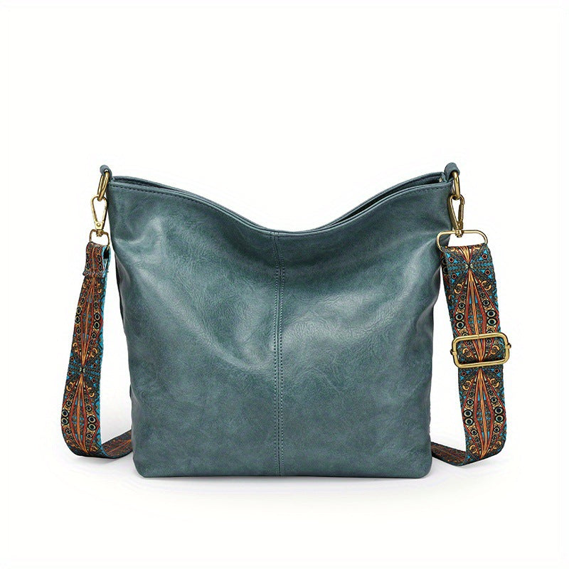 Women's Large Capacity Retro Broadband Advanced Texture Crossbody Bags