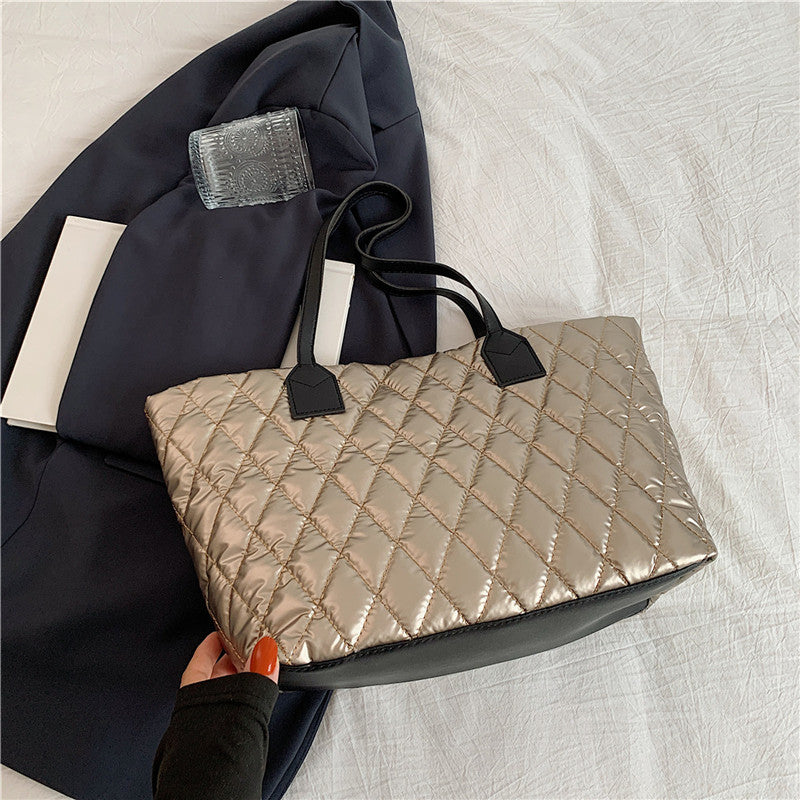 Women's Large Capacity Bale Of Cotton Down Warm Padded Shoulder Bags