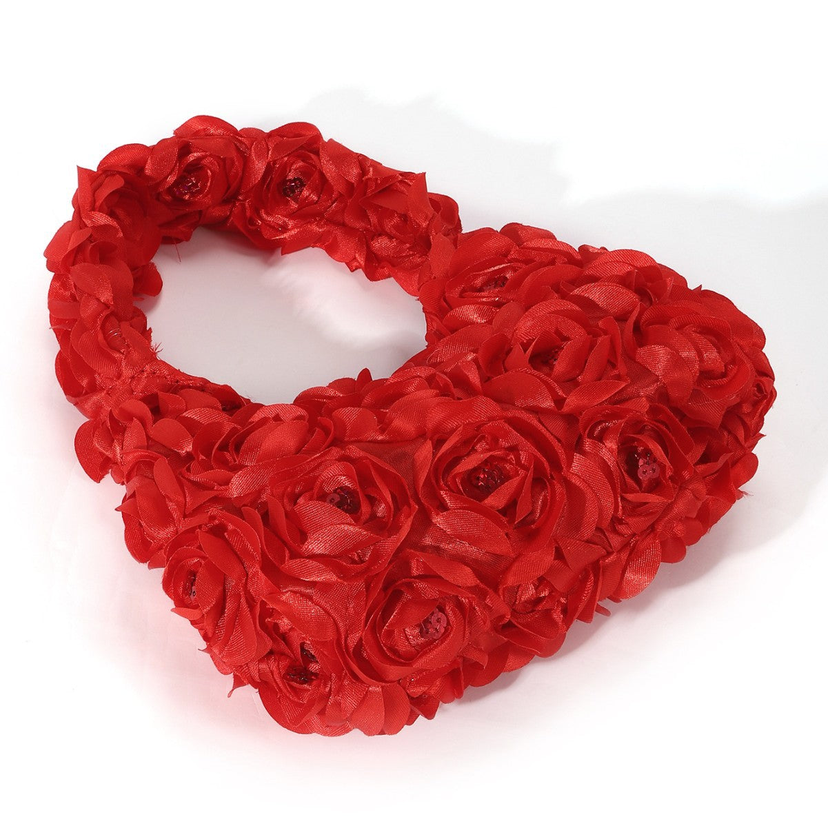 Women's Three-dimensional Rose Flower Sequins Selenodont Satin Evening Bags