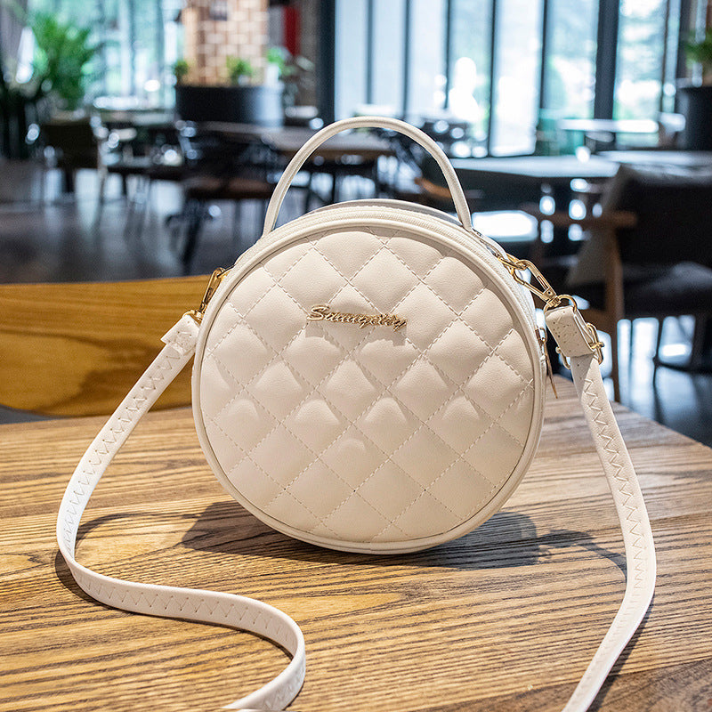 Fashion Diamond Embroidered Portable Round Leisure Crossbody Bags