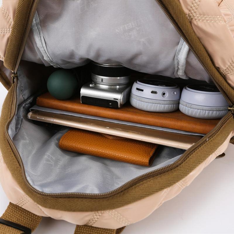 Simple Trendy Plaid Cotton Jacket Versatile Backpacks