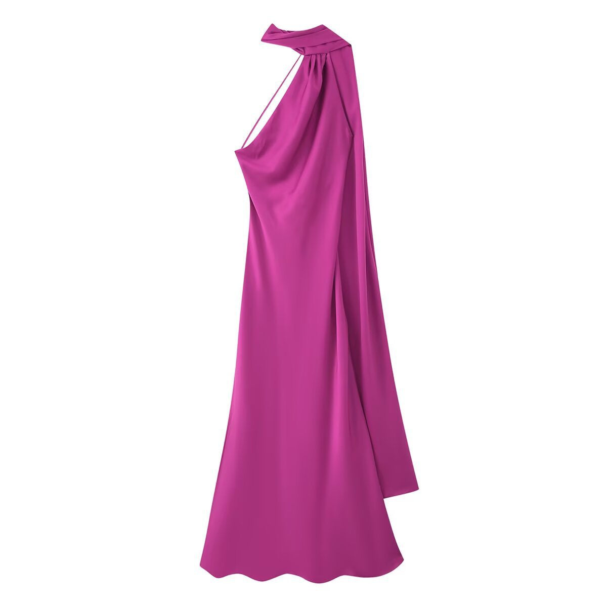 Women's Silk Satin Texture Ribbon Halter Dress Dresses