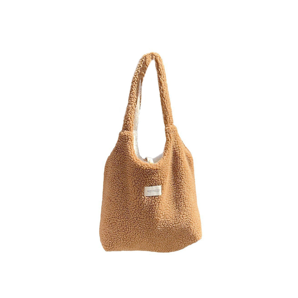 Lamb Fur Cute Plush Large Capacity Shoulder Bags