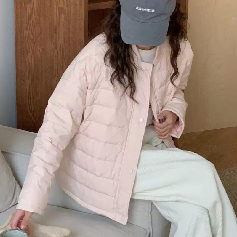 Women's Lightweight Stand-up Collar Korean Rib Cotton Coats