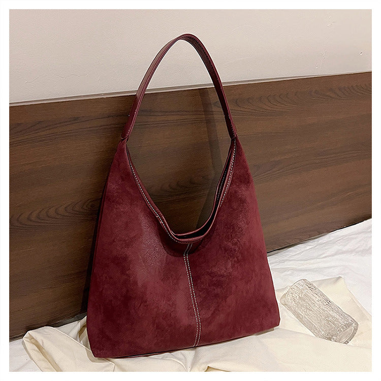 Women's Fashion Large Capacity Versatile Retro Frosted Shoulder Bags