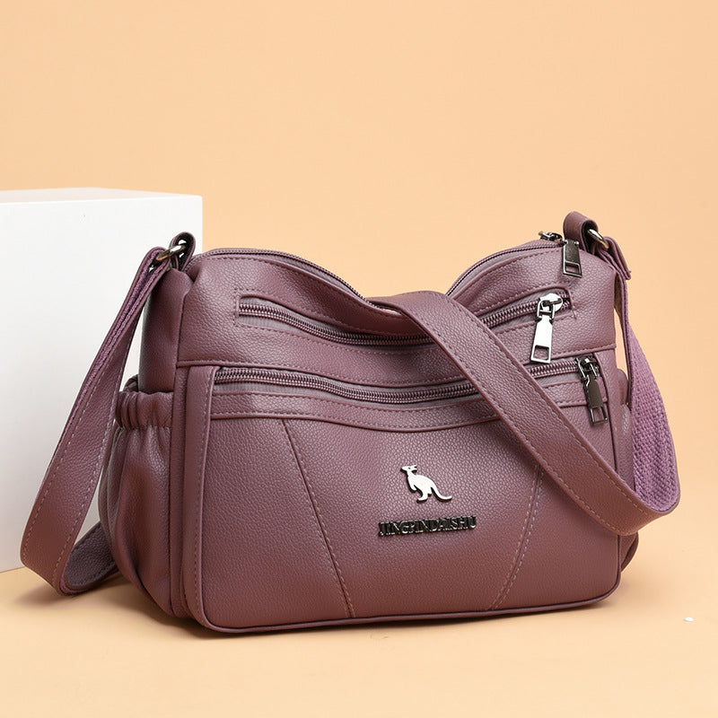 Women's Soft Leather Simple Summer Mother Large Crossbody Bags