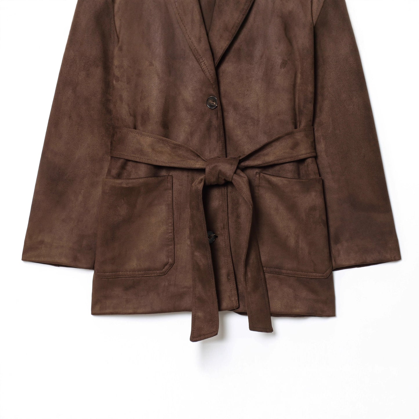 Women's Autumn With Belt Suede Effect Jackets