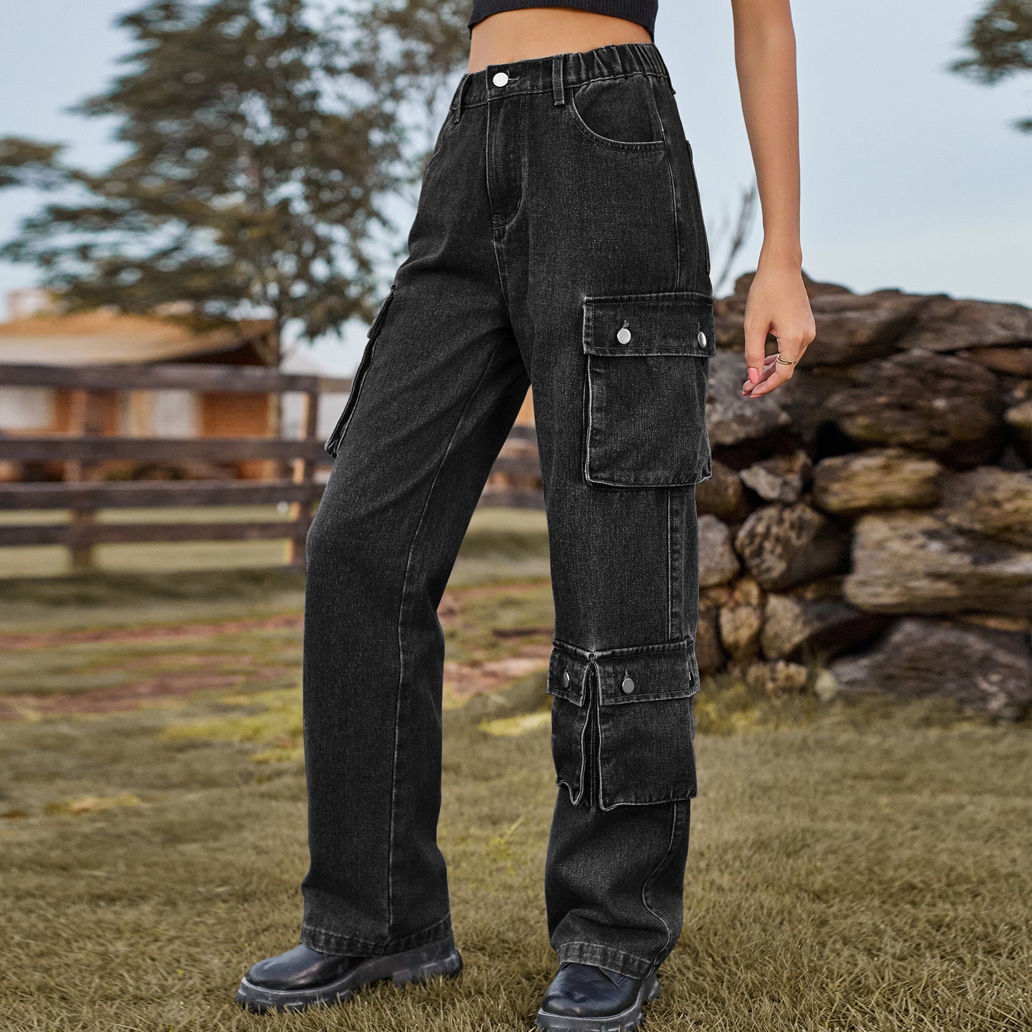 Women's Denim Washed Design Overalls Trousers Casual Women's Jeans