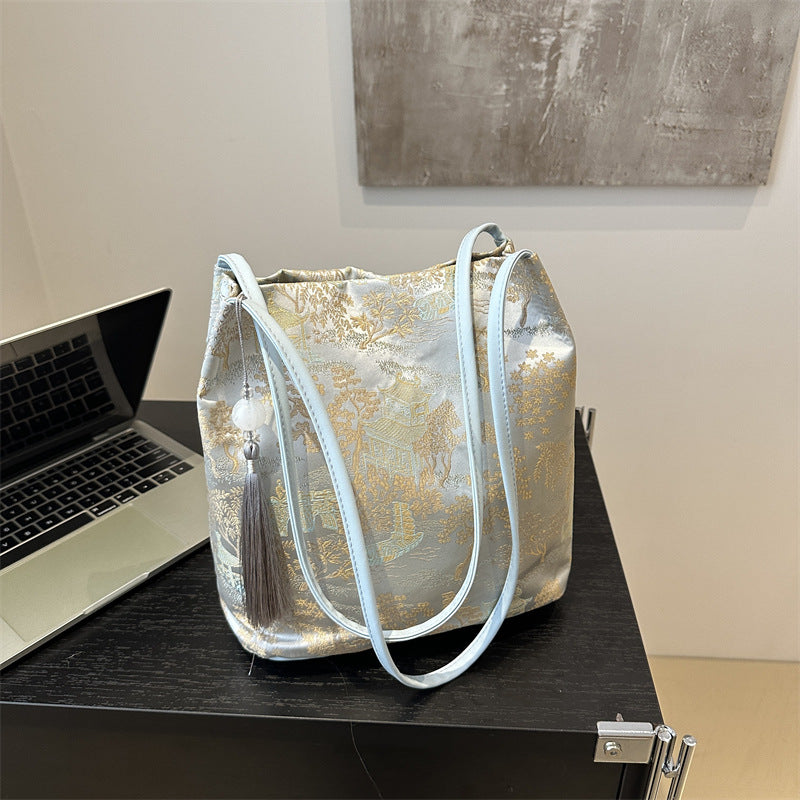 Print Large Capacity One Chinese Style Landscape Shoulder Bags