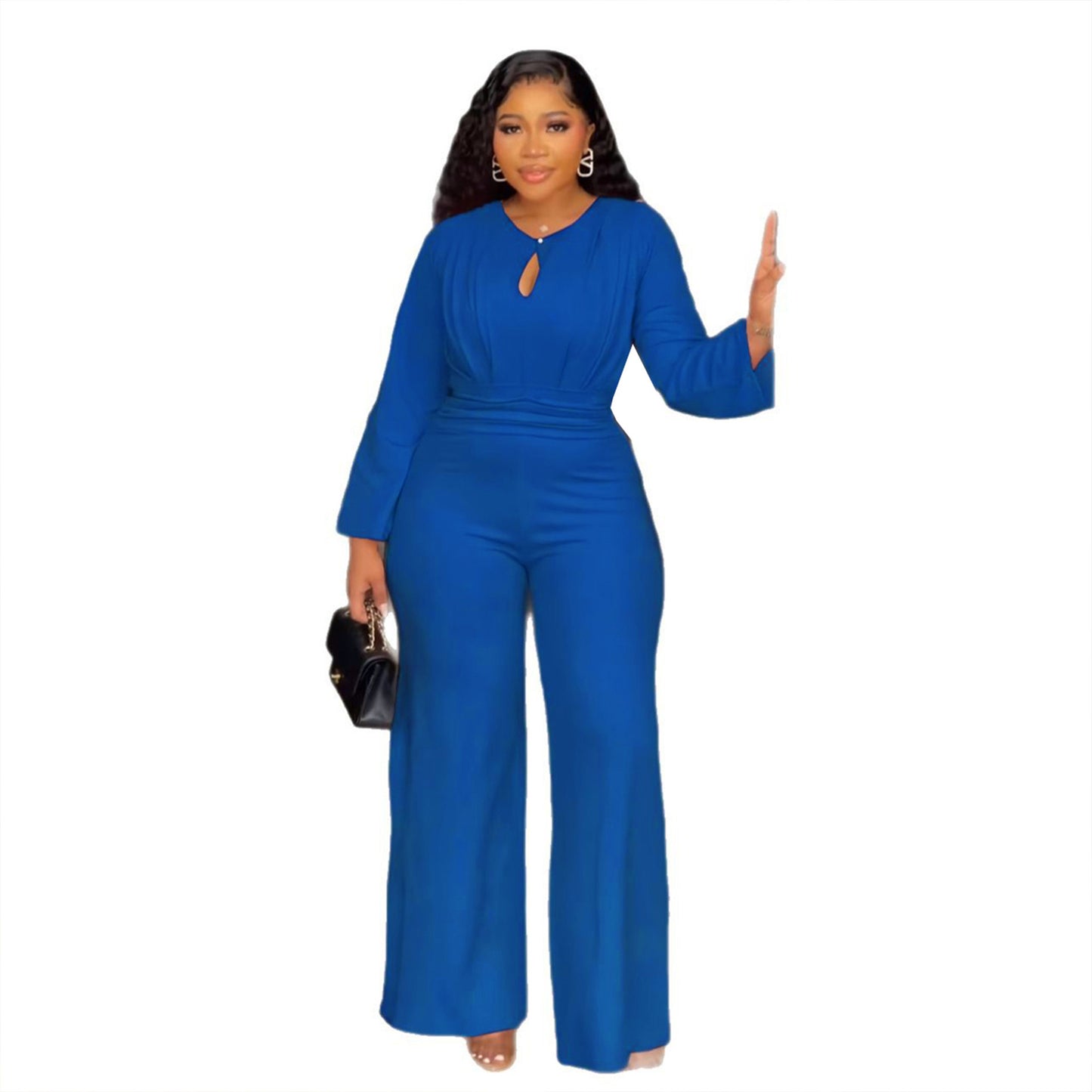 Elegant Stretch Slim Cinched Wide Leg Suits