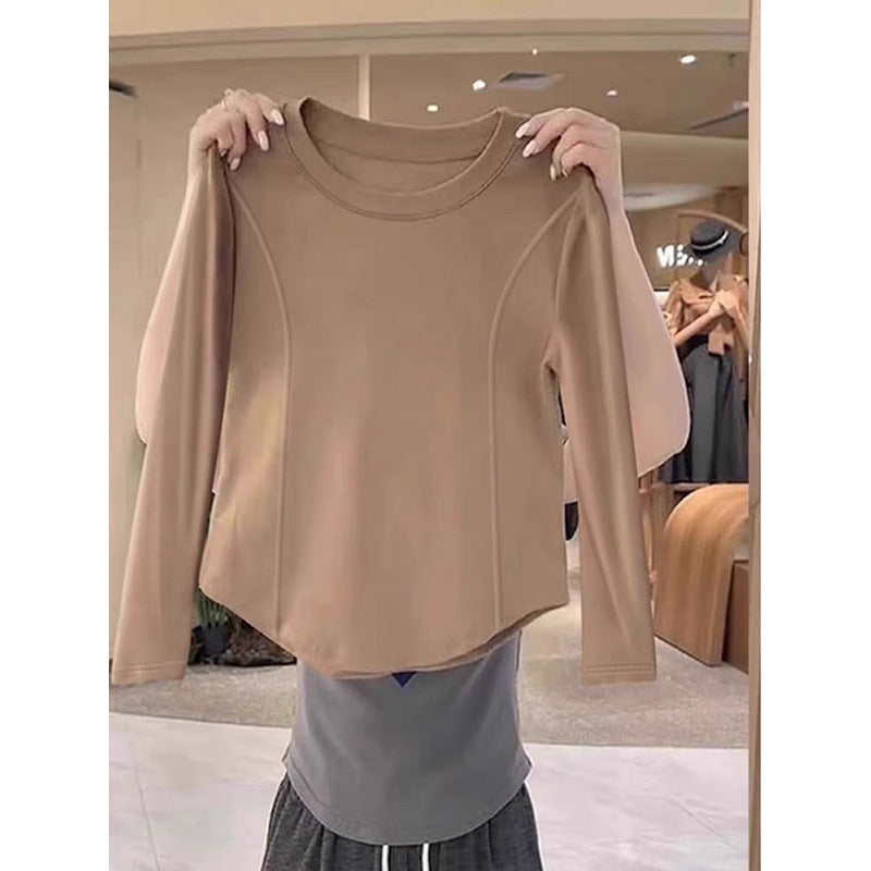 Long Sleeve Female White Irregular Inner Women's T-shirt