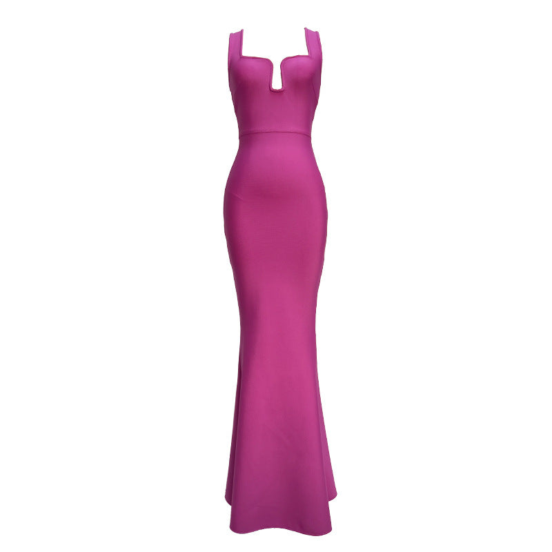 Rose Red Brace Sexy Bandage Maxi Dresses