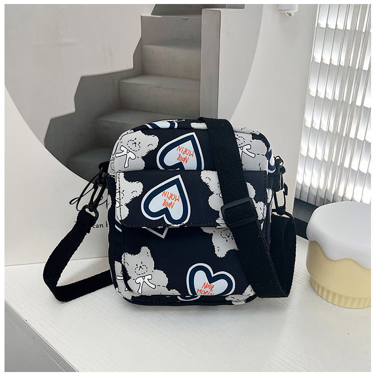 Women's Cute Heart Nylon Mobile Korean Style Crossbody Bags