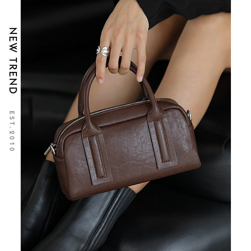 Women's Genuine Leather Vegetable Tanning Retro Boston Shoulder Bags