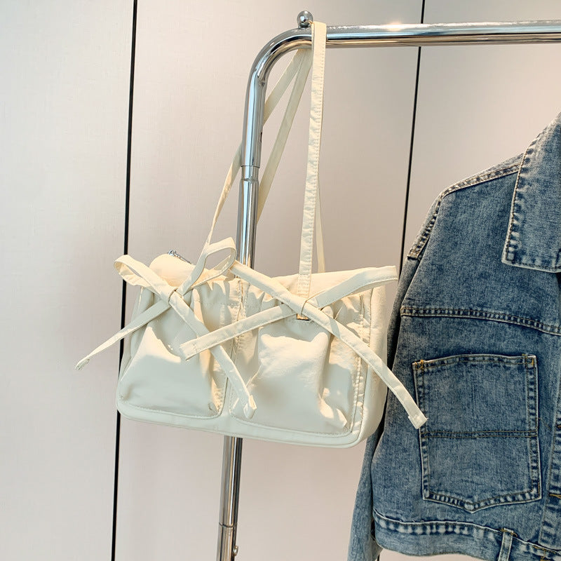 Women's Fashion Bowknot Underarm Large Capacity Cloth Shoulder Bags