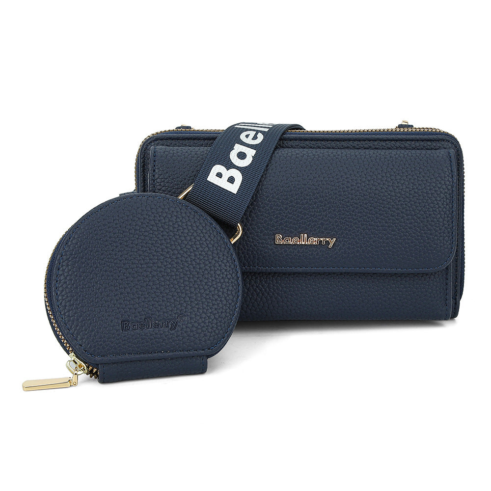 Women's Lychee Pattern Letter Strap Zip One Bags
