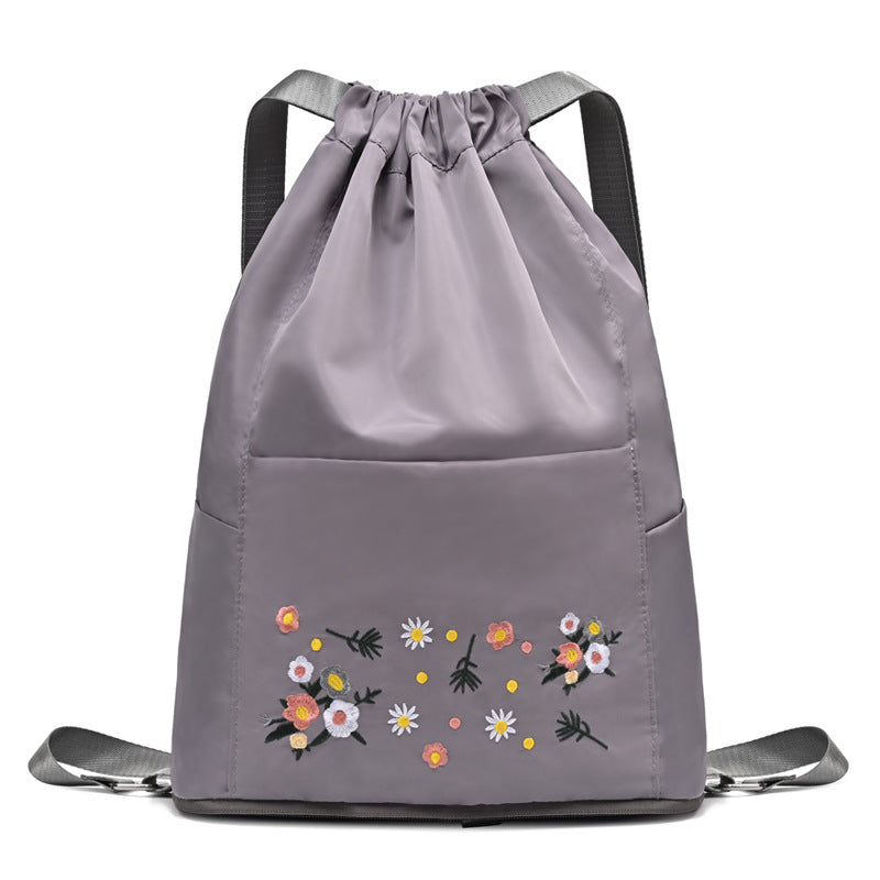 Women's Large Capacity Embroidered Folding Short Distance Dry Wet Separation Backpacks