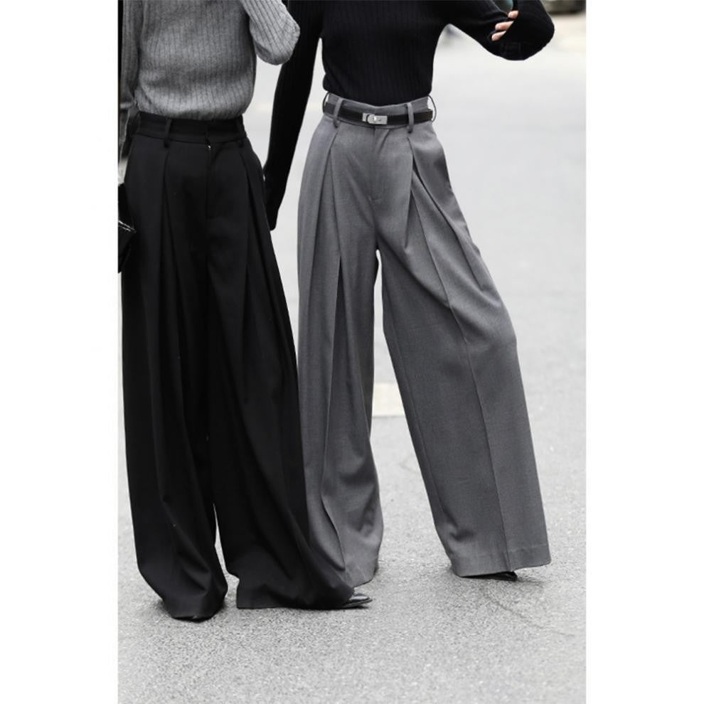 Women's Slimming Longer Leg Wide Trousers Smoky Pants