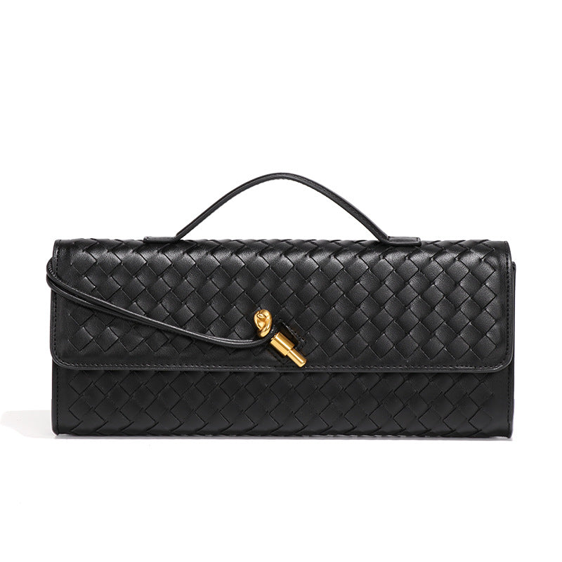 Trendy Woven Soft Leather Dinner Baguette Crossbody Bags