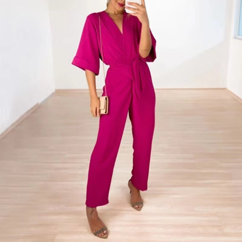 Women's Summer Loose Temperament Half Sleeves Trousers Women's Jumpsuit/clothing