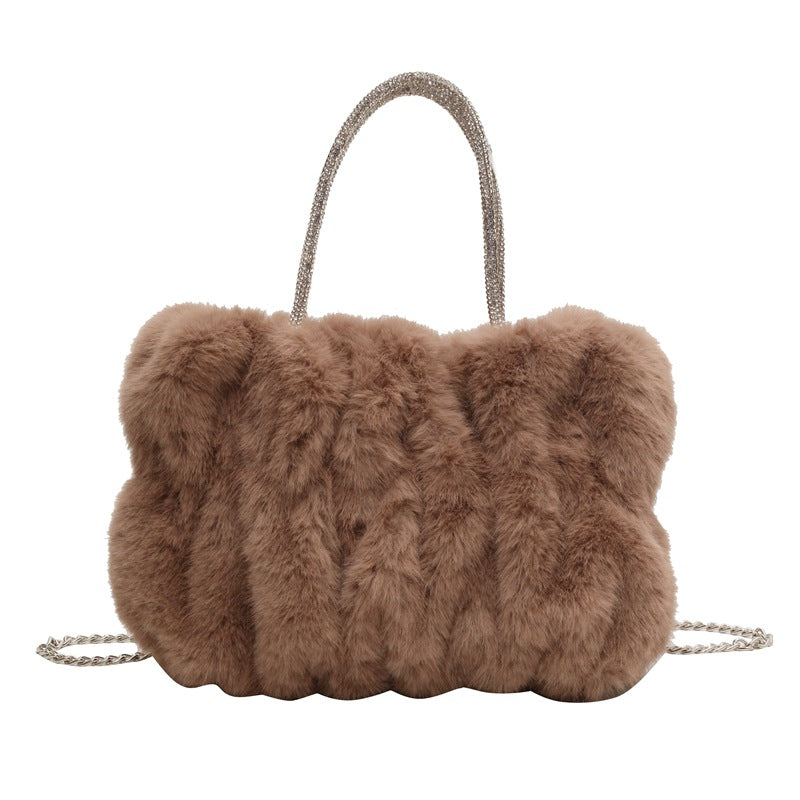 Women's Niche Plush Popular Chain Portable Fur Crossbody Bags