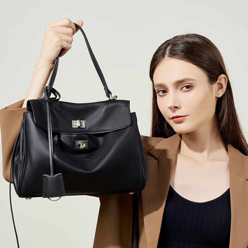 Kelly Large Capacity Smooth Calfskin Portable Crossbody Bags