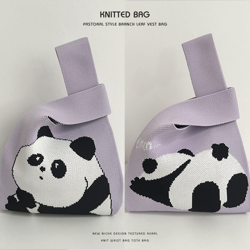 Pretty Knitted Cartoon Panda Lovely Gift Handbags