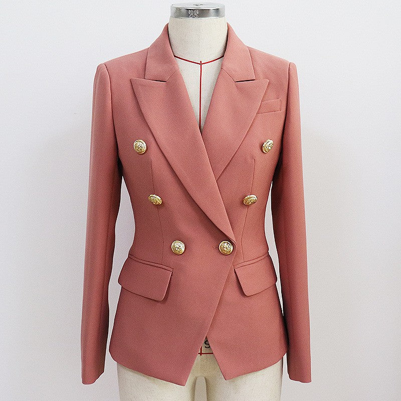 Women's Metal Lion Head Buckle Double-breasted Small Suit