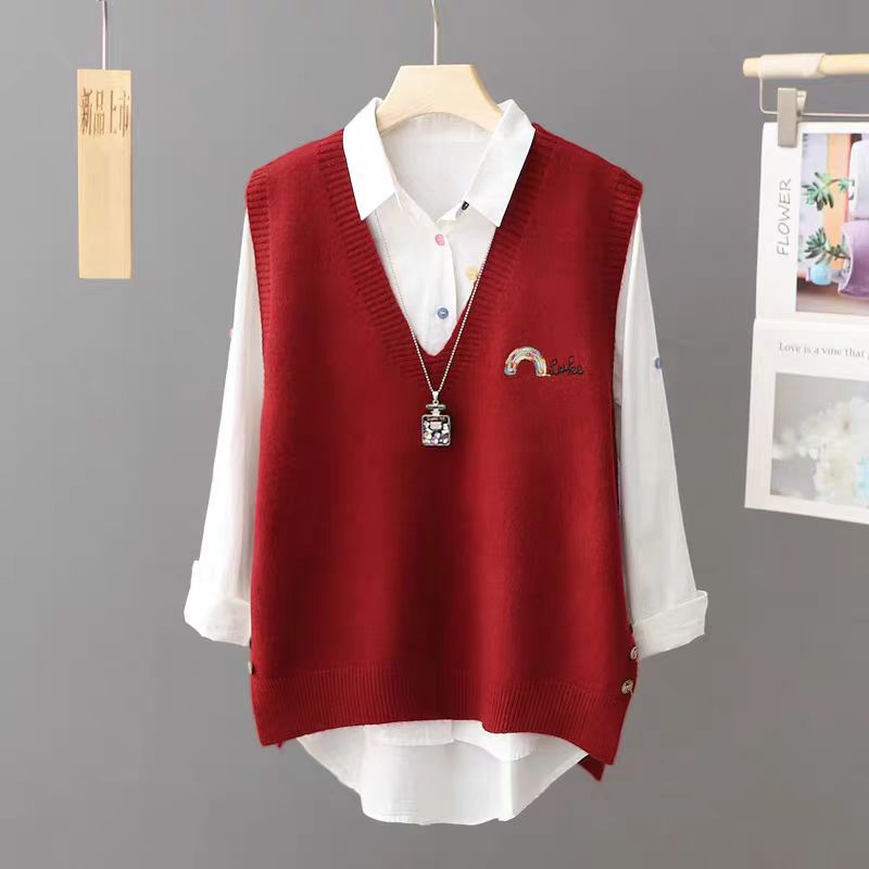 Women's Bandage Dress Series Versatile Casual Style Embroidered Loose Women's Vest
