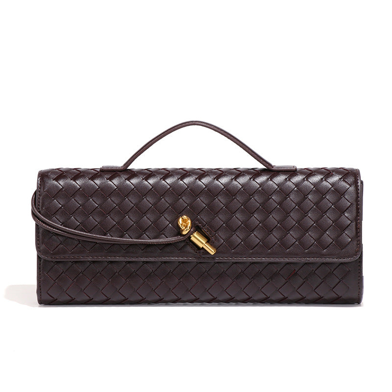 Trendy Woven Soft Leather Dinner Baguette Crossbody Bags